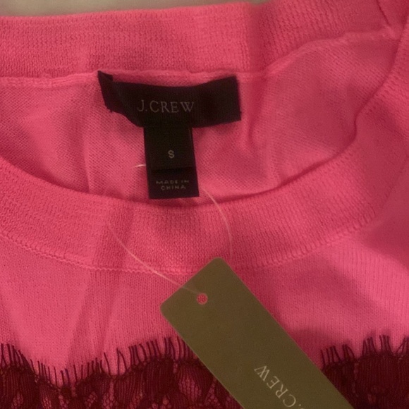 NWT J.crew Pink wool sleeveless sweater w/ lace. - Picture 2 of 3